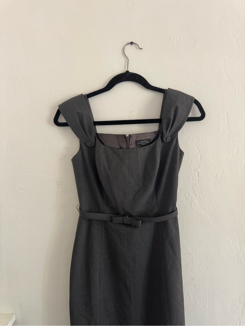Vintage 90s Dark Gray Cocktail Dress with Belt